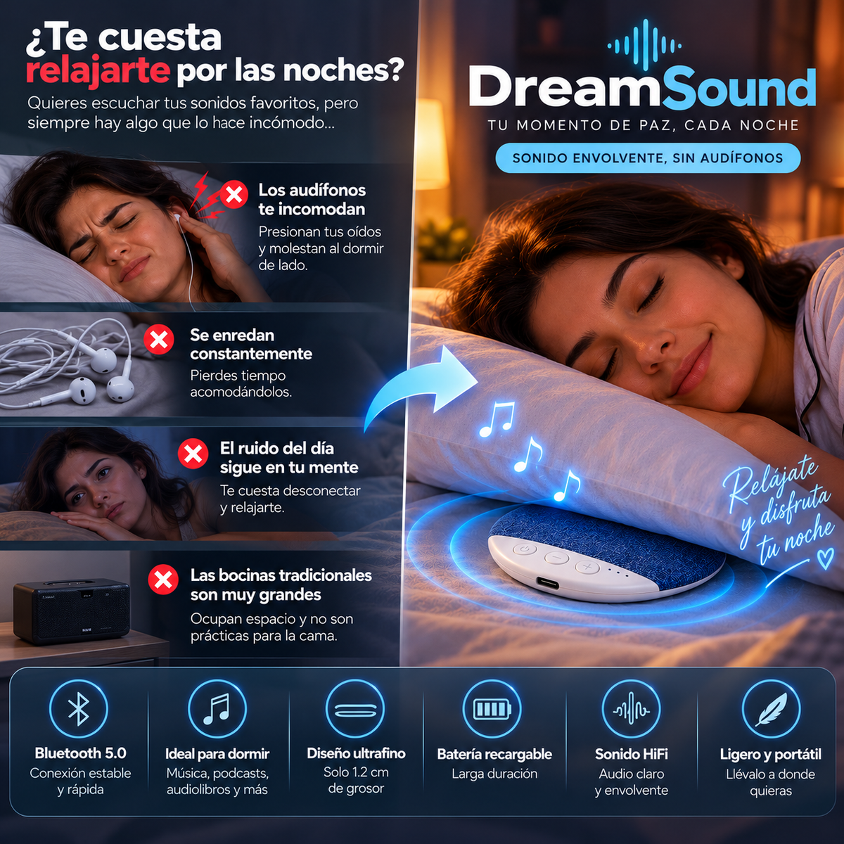 DreamSound | Bocina Bluetooth para Almohada